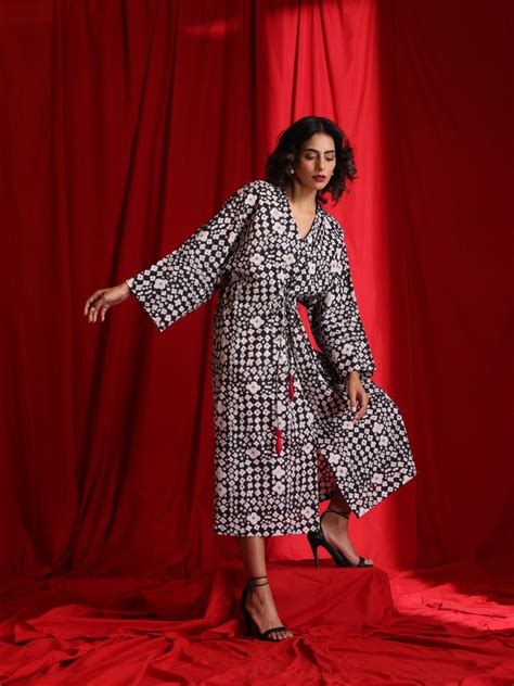 Block print kaftan (freesize) – Label Raasleela