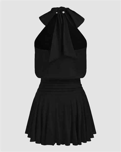 Stand Collar Sleeveless A-Line Mini Dress in Black- Littlebox India