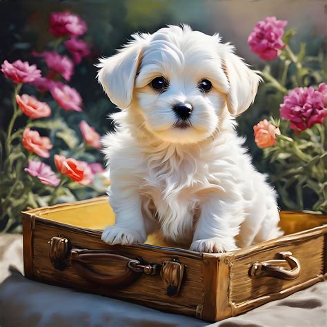 Dog Maltese Art Illustration Free Stock Photo - Public Domain Pictures