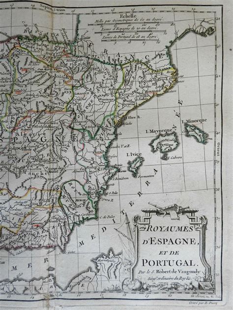 Europe Iberia Kingdoms of Spain & Portugal 1780 Vaugondy engraved map: (1780) Map | RareMapsandBooks