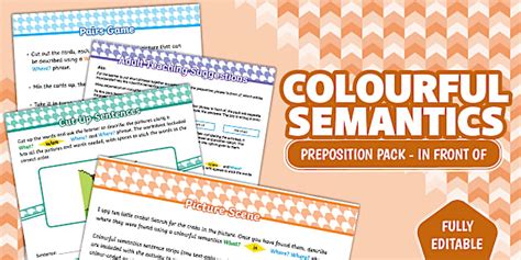 Colourful Semantics Preposition Pack - In Front Of