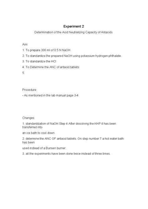 Acid Neutralizing Capacity Calculation