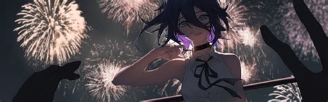 Download wallpaper the sky, girl, hands, fireworks, Chainsaw Man, Pray ...