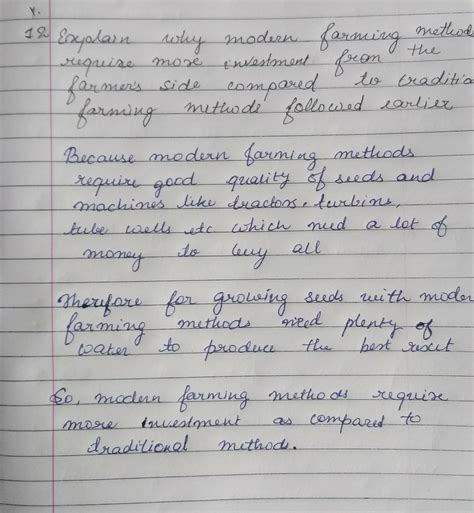 explain why modern farming metods require more investment from farmers ...