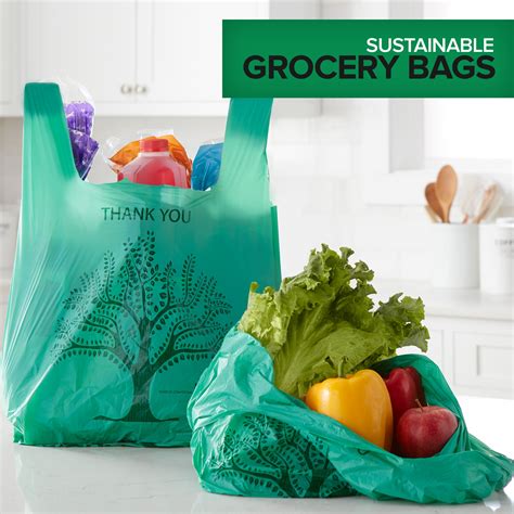 200 Pack Thank You Bags Disposable Eco Grocery T-Shirt Bag with Handles ...