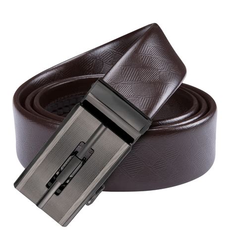 Hi-tie Mens Designer Belts For Men Brown Leather Automatic Buckle ...