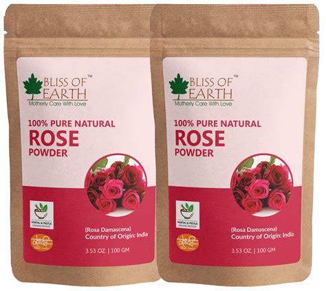 Buy Bliss of Earth™ 100% Pure Natural Rose Petals Powder | 2X100GM ...