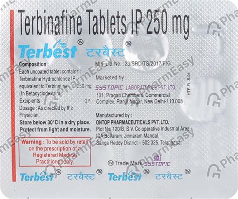Terbest 250 MG Tablet (7): Uses, Side Effects, Price & Dosage | PharmEasy