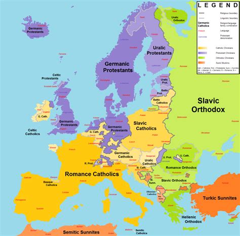 Religion Map of Europe 的图像结果