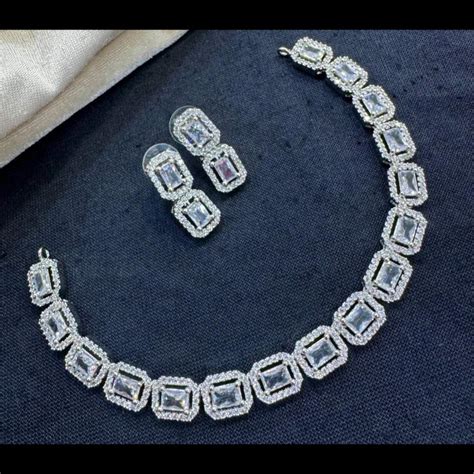 Kavita Art Silver Plated American Diamond Necklace Set – JewelEMarket