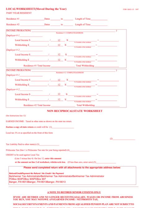 Form I301 - Local Earned Income Tax Return - Berkheimer Tax ...