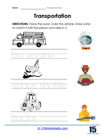 Transportation Matching Worksheet 的图像结果