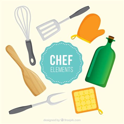 Sammlung von fantastischen Chef-Artikel in flachen Design | Kostenlose ...