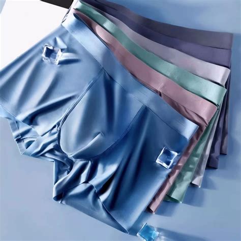 Men's Ice Silk Boxer Trunks - Cool Seamless Underwear, Breathable ...