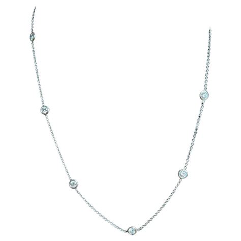 18k White Gold And Fine White Diamond Station Chain Necklace For Sale ...