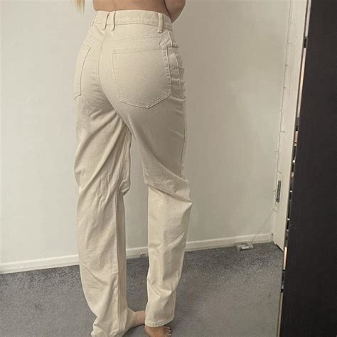 Collusion TALL wide leg cream jeans W28... - Depop