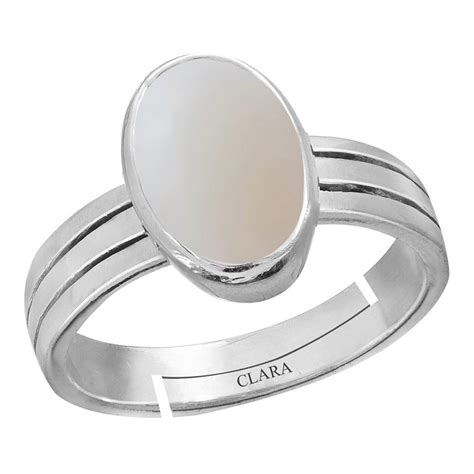 Clara Opal 4.8cts or 5.25ratti Stone Silver Adjustable Ring for Women ...