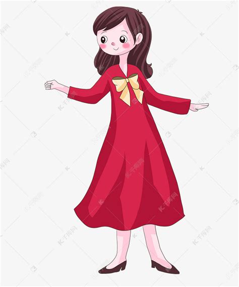 红裙子女孩素材图片免费下载-千库网