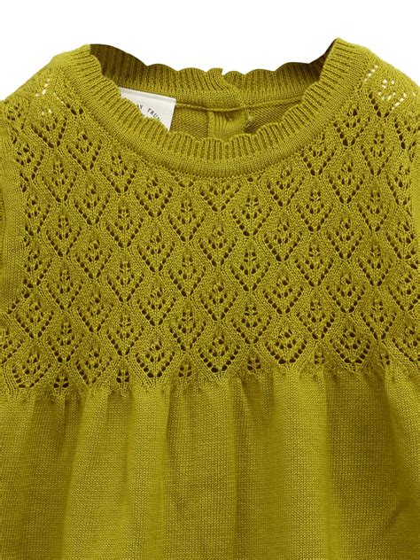 Shop Cute Chartreuse Vintage Knitted Babygirl Dress for Winters – The ...