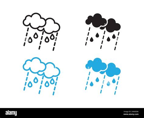 Rain icon vector line logo mark or symbol set collection outline style ...