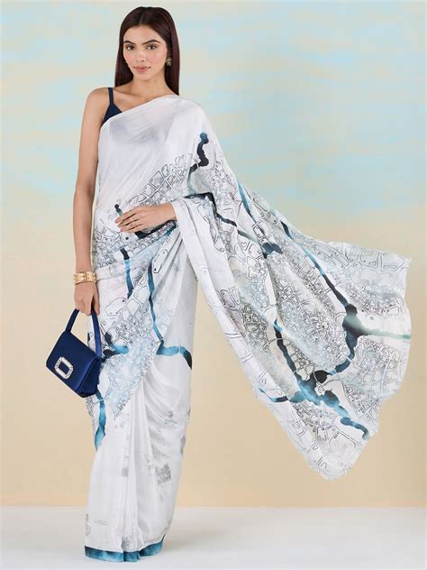 Globetrotter Grey Liva Satin Saree