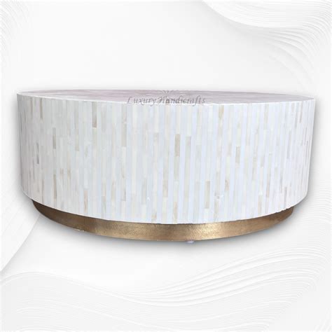 Bone Inlay Illusion Stripe Center Table White Brass – Nismaaya Decor