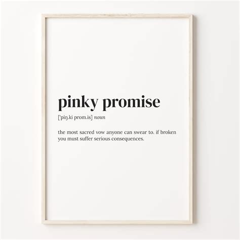 Pinky Promise Definition Print, Dictionary Poster, Quote Wall Art, Best ...