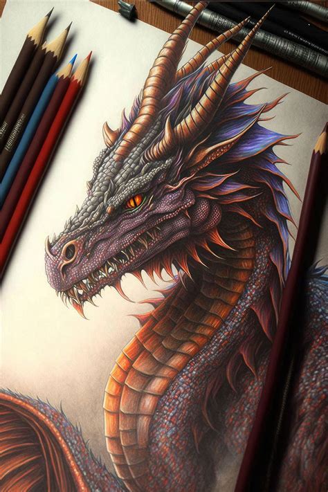 Realistic Dragon Drawing With Color