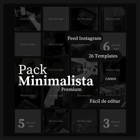 Pack Minimalista 26 Templates Editáveis | Elo7 Produtos Especiais
