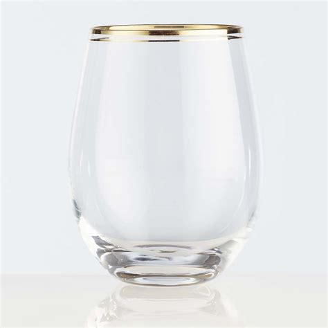 Gold-Rimmed 18oz Stemless Wine Glasses Set of 2 | Burns Glass