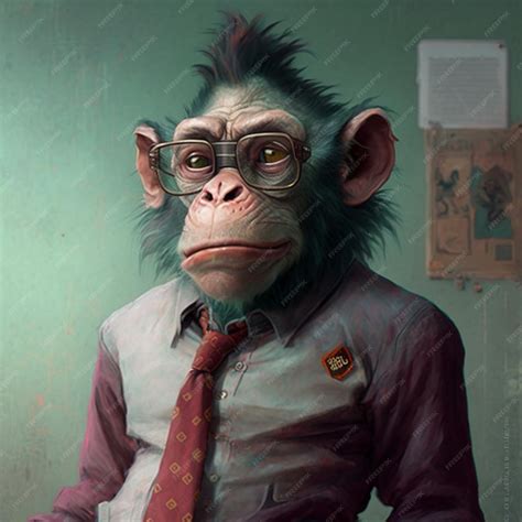 Premium Photo | A monkey with glasses and a tie that says'monkey'on it