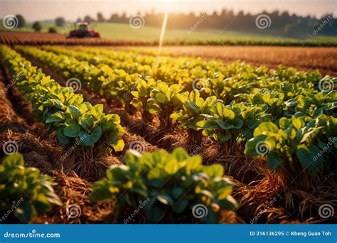 Modern Industrialized Agriculture Using Technology, Agritech Farming of Crops Stock Illustration ...