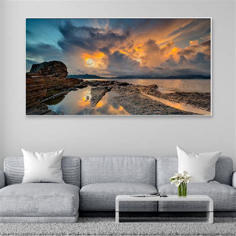 DEKORSTATION Beautiful Sunset Floating Frame Canvas Wall Painting for ...