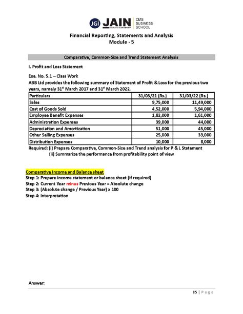 Sol New class practice - Comparative, Common-Size and Trend Statement ...