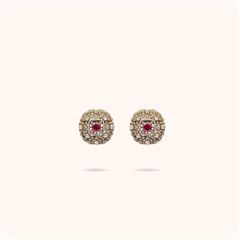 Elegant Handmade Polki CZ Red Stone Victorian Studs Silver