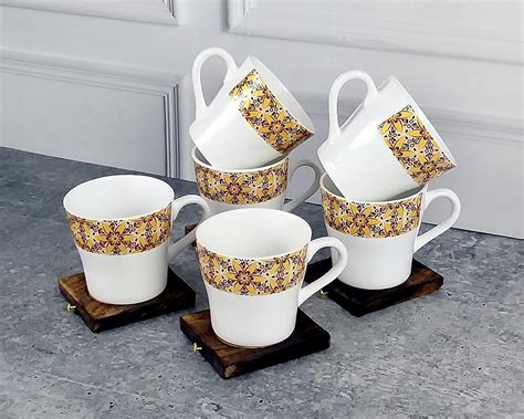 Buy MOODY PANDA Set of 6 Cups | Cup Set | Bone China | 150ml | Cups Set ...