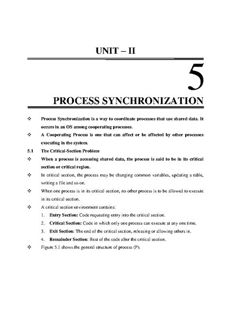OS Chapter 5 - UNIT – II PROCESS SYNCHRONIZATION Process ...