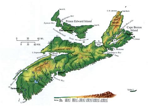 Nova Scotia topographic map.Free printable topographic map Nova Scotia ...