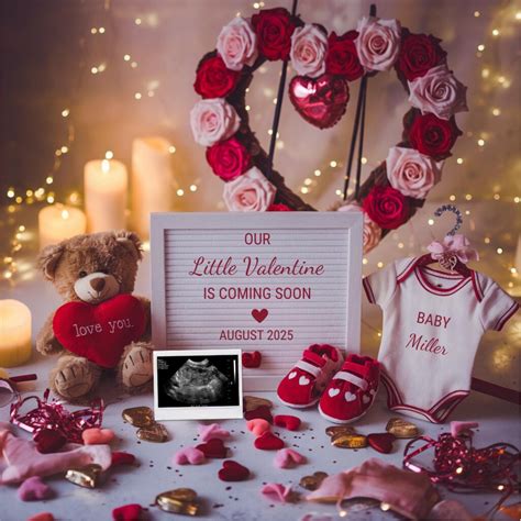 Valentines Day Baby Arrival Announcement Digital February Pregnancy ...