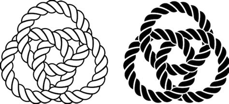 Sylwetka obrys Borromean Rings Trzy splecione liny zestaw ikon ...