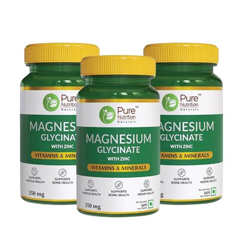 Pure Nutrition Magnesium l Magnesium Glycinate tablets for Bone and Muscle Health l - 60 Veg ...