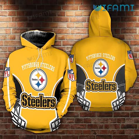 Yellow Steelers Hoodie 3D Football Helmet Logo Pittsburgh Steelers Gift ...