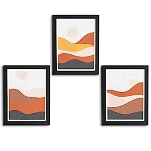 TheKarkhana Set of 3 Wall Frame Combo|Line Art Fast Food Black & White ...