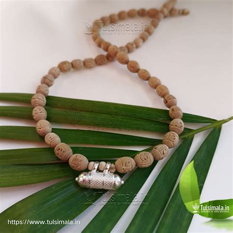 Pure Silver Kavach in Original Tulsi Radha Name Mridangam Shape Beads ...