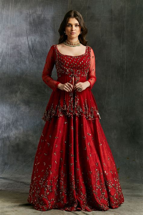 Shop Red Raw Silk lehenga Online - Astha Naranag – Astha Narang