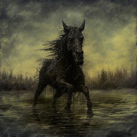 Premium AI Image | horse running field halloween scary creepy horror ...