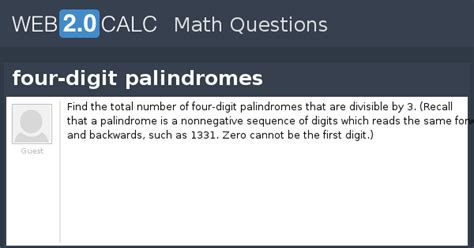 View question - four-digit palindromes