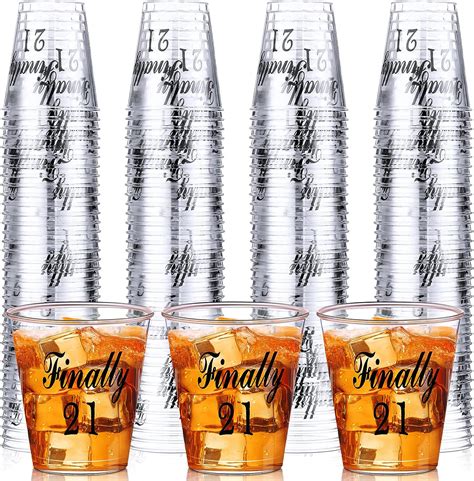 Amazon.com: Roshtia 100 Pcs 21st Birthday Shot Glass Finally 21 Plastic ...
