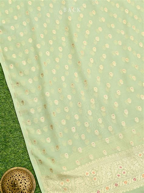 Mint Green Meenakari Khaddi Georgette Handloom Banarasi Suit - Sacred ...