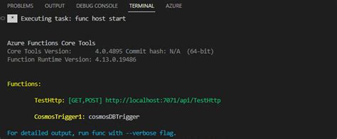 Debug Azure Functions Locally 的图像结果